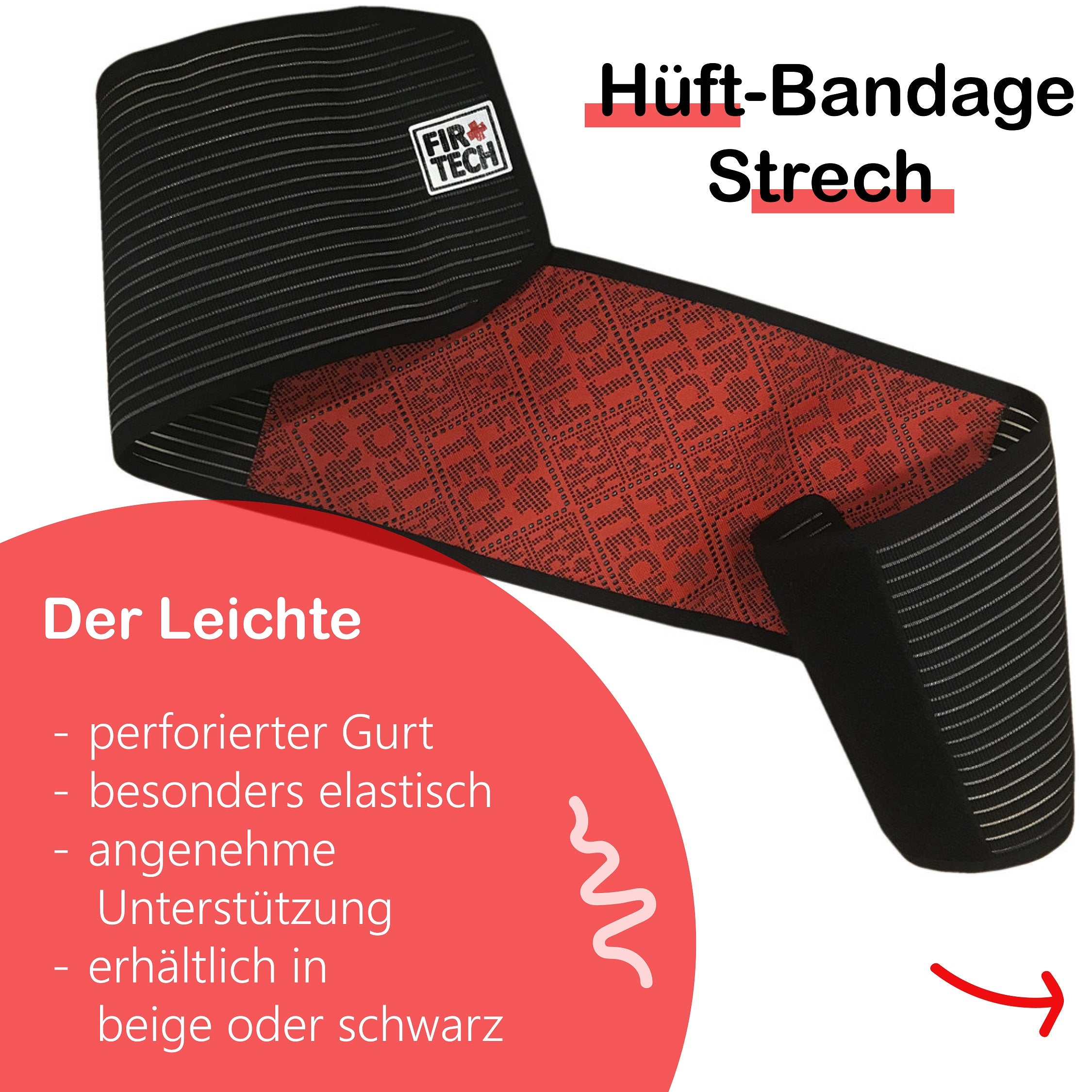 Hüft-Bandage Stretch (16cm) schwarz